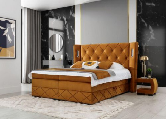 Braunt exklusivt Chesterfield Bett Polster Nuetsdëscher Designer Miwwelen