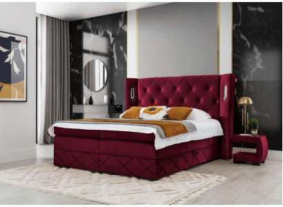 Design-Schlofzëmmer-Set 6-telleg Komplett Bett Nuetsdësch Holz Modern Polsterbett