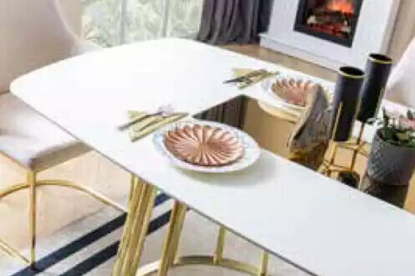 Iesszëmmer Set Dësch 6x Stull Sideboard Spigel 9deelegrupp Garnitur