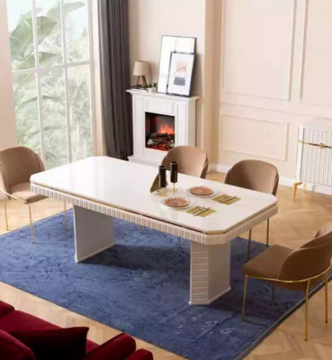 Iesszëmmer Set Dësch 6x Still Sideboard Spigel 9-Deel Grupp Garnitur