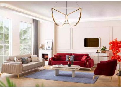 Sofagarnitur 331 Set Wunnzëmmer Miwwelset Design Modern 3-Deeler nei