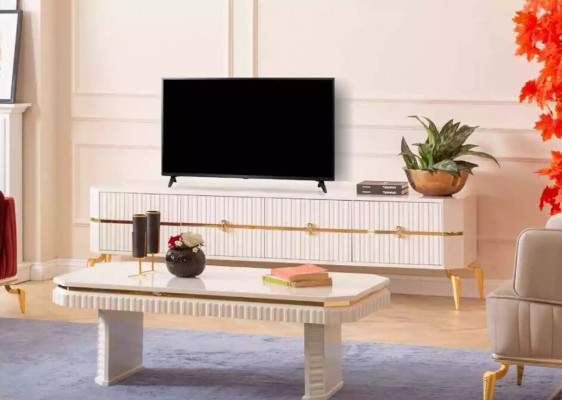 Couchtisch Sideboard 2tlg Wunnzëmmer Miwwel Dësch Lowboard nei wäiss