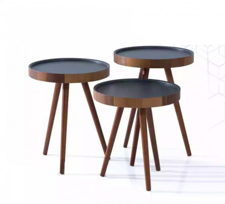 Säitendësch 3x Set brong Wunnzëmmerdësch Ronn Setdësch Modern Luxus
