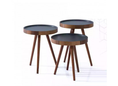 Säitendësch 3x Set brong Wunnzëmmerdësch Ronn Setdësch Modern Luxus