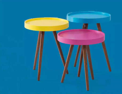 Säitentësch 3x brong Wunnzëmmer Miwwelen Material Holz Design nei