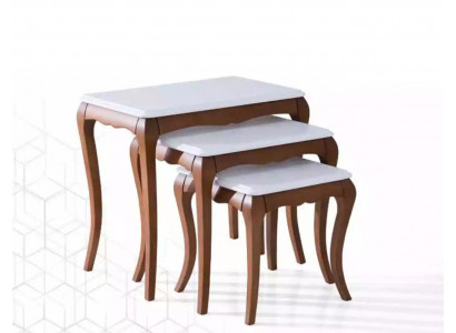 Niewentafel 3x Wunnzëmmer Miwwelen Material Holz wäiss Design Modern