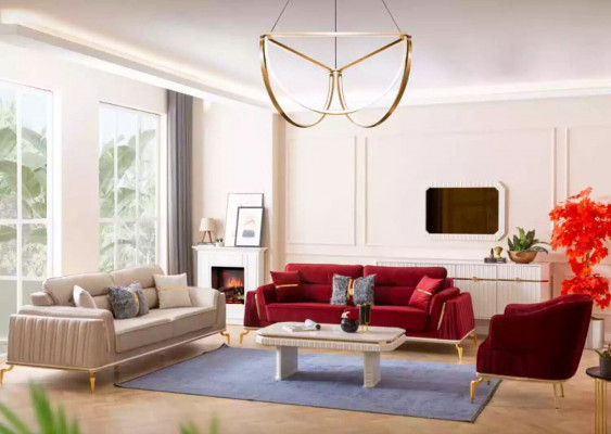 Wunnzëmmer Sëtzmiwwel Dréissëtz 1 Sëtzplaz Modern roude Design Textil