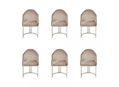 Luxus Iesszëmmerstull 6x Still Stoftdesign Metal zäitgenëssesch Stillmiwwelen
