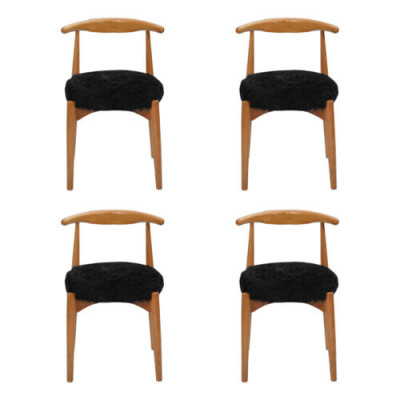 Modern Iesszëmmer Holz 4x Still Braun Ouni Armlehn Design gepolsterte Stull