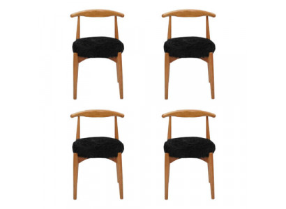 Modern Iesszëmmer Holz 4x Still Braun Ouni Armlehn Design gepolsterte Stull