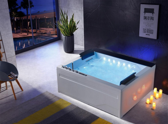 Whirlpool-Buedbidden 2 Persounen Bidden Led Beliichtung Hydrotherapie