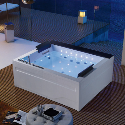 Whirlpool-Buedbidden 2 Persounen Bidden Led Beliichtung Hydrotherapie