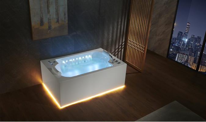 Badekuerf Wanne Indoor Whirlpool Badekuerf Spa Wanne LED 180x120