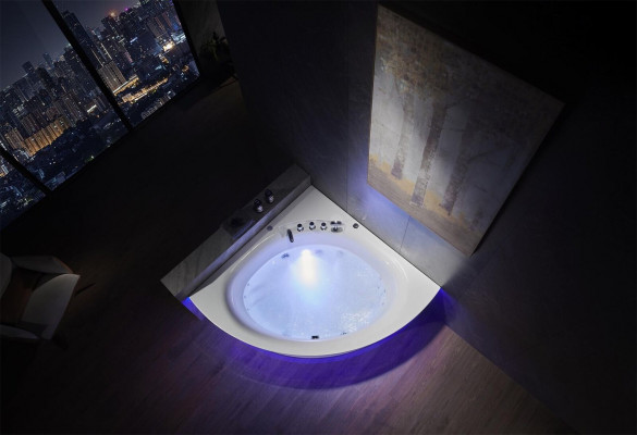 Eckwanne Badewanne Eckbadewanne Whirlpool Ergonomesch Waasserfall LED