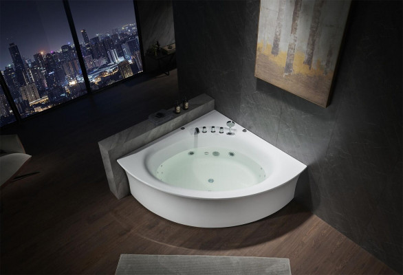Eckwanne Badewanne Eckbadewanne Whirlpool Ergonomesch Waasserfall LED