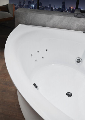 Eckwanne Badewanne Eckbadewanne Whirlpool Ergonomesch Waasserfall LED
