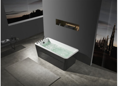 Luxus Buedbidden Schwaarz Wäiss Wanne Buedbidden 170x80 mat Armaturen Komplett