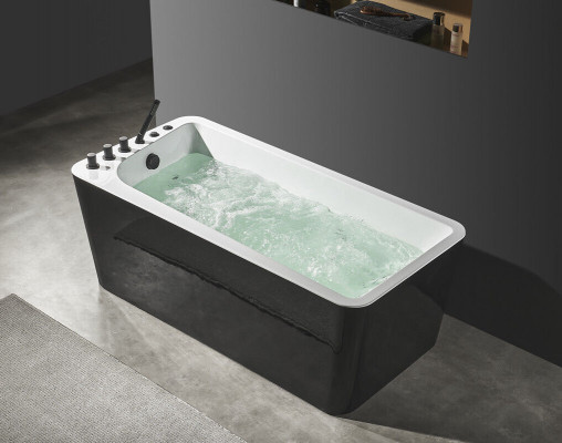 Luxus Buedbidden Schwaarz Wäiss Wanne Buedbidden 170x80 mat Armaturen Komplett