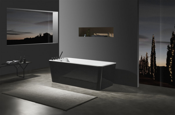 Luxus Buedbidden Schwaarz Wäiss Wanne Buedbidden 170x80 mat Armaturen Komplett