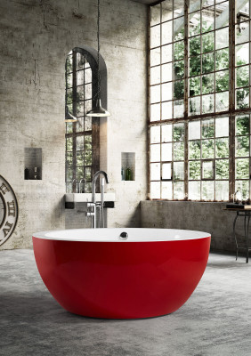 Fräistoend Badewanne Wanne Standbadewanne Ronn Rout Modern Buedzëmmer