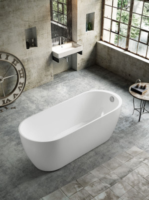 Wanne Buedzëmmer Acryl Badewanne Wäiss Steebadewanne Zäiteméisseg