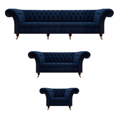 Design Miwwelen Komplett 3-deelege Wunnzëmmer Sofas Couch Chesterfield 4+2+1 Textil