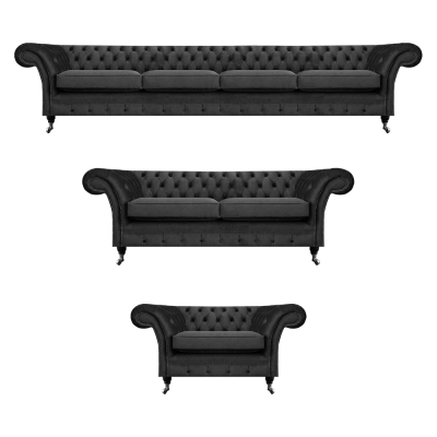 Komplett Set Chesterfield Sofa Astellung Sofagarnitur Sessel Wunnzëmmer 4+2+1