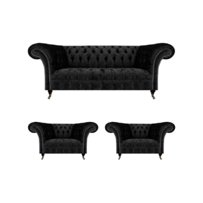 Wunnzëmmer Sofa Set Chesterfield Ariichtung Luxus Komplett 2x Fotell