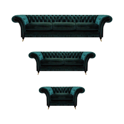 Wunnzëmmer Luxus Ariichtung Komplett Sofas Canapéen Chesterfield Polster 3+2+1