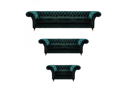 Wunnzëmmer Luxus Ariichtung Komplett Sofas Canapéen Chesterfield Polster 3+2+1