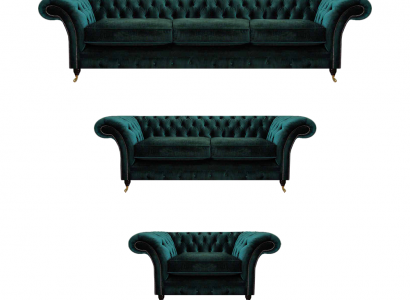 Wunnzëmmer Luxus Ariichtung Komplett Sofas Canapéen Chesterfield Polster 3+2+1
