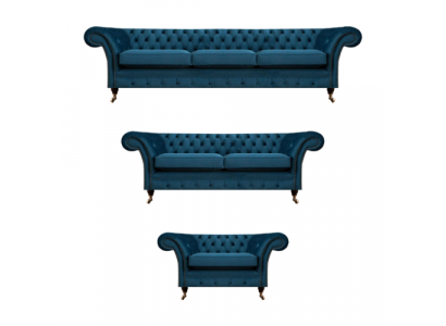 Designer Chesterfield Canapé Garnitur Canapéen Sofa Couch Set Wunnzëmmer 3+2+1