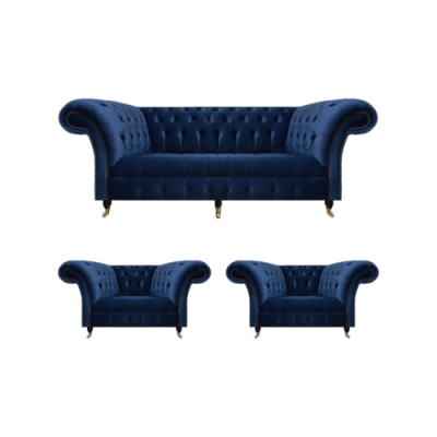 Chesterfield Luxus Miwwelen 2x Sëtz Still Dräisëtze Sofa Couch Wunnzëmmer 3+1+1