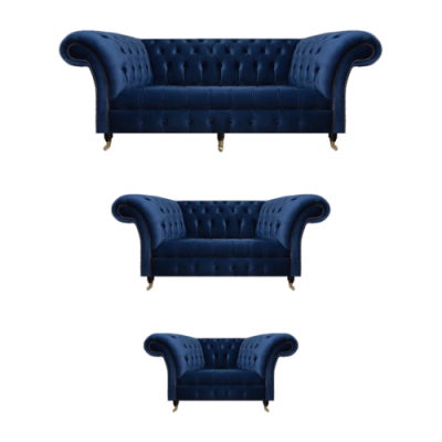 Wunnzëmmer 3tlg Luxus Komplett Sofas Chesterfield Textil Ariichtung Fotell