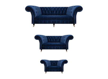 Wunnzëmmer 3tlg Luxus Komplett Sofas Chesterfield Textil Ariichtung Fotell