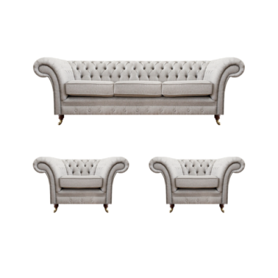 Luxus Ausrüstungen Nei Sofagarnitur Wunnzëmmer Set 3- Deeler Gro Chesterfield