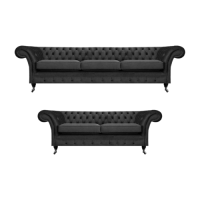Chesterfield Polstermöbel Wunnzëmmer Sofa Set 2 Stécker Miwwelen Komplett 3+2