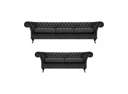 Chesterfield Polstermöbel Wunnzëmmer Sofa Set 2 Stécker Miwwelen Komplett 3+2