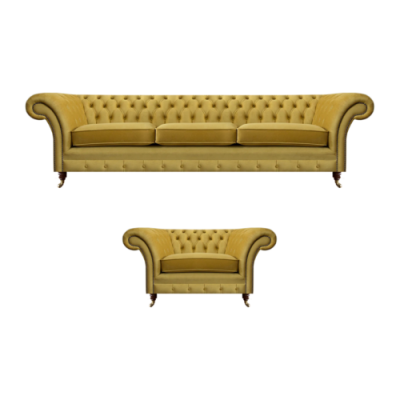 Wunnzëmmer Set Sofa Couch Drësëtz 3+1 Fotell Sofagarnitur Chesterfield