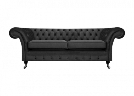Luxus Schwaarz Sofa Zweesëtzer Textil Couche Wunnzëimmer Ariichtung Chesterfield