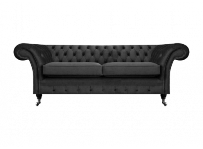 Luxus Schwaarz Sofa Zweesëtzer Textil Couche Wunnzëimmer Ariichtung Chesterfield