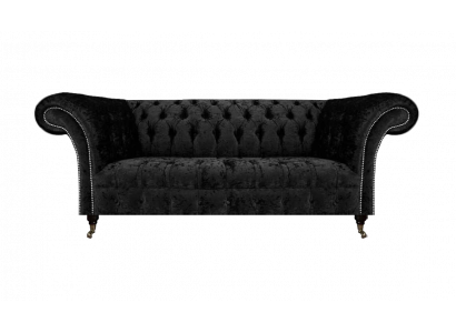 Luxus Dräisëtzer Canapé Couch Wunnzëmmer Chesterfield Stoff Polstermiewel