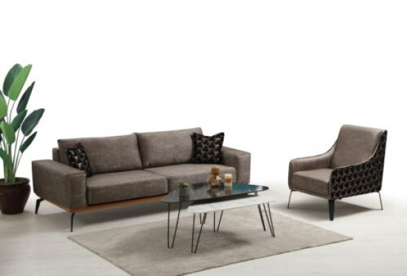 Soffagarnitur Dräisiwwelen Fotell Stoffsofa Polstersofa Gri Sofa Soffa