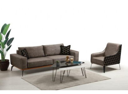 Soffagarnitur Dräisiwwelen Fotell Stoffsofa Polstersofa Gri Sofa Soffa