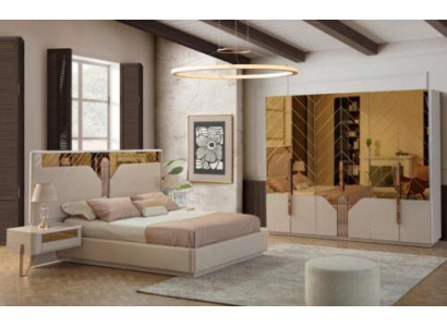 Modern Wäiss Schlofzëmmer Garnitur Designer Kleederschaf 4-Teile Set