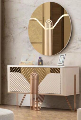 Modern beige Kommod Schlofzëmmer Konsole Edelstol Luxus Miwwelen Nei