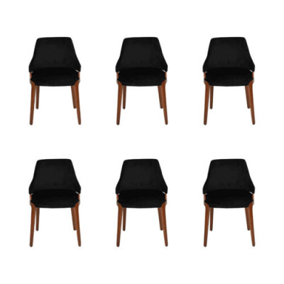 Modern schwaarz 6x Stull Luxus Holz Miwwel Stull Design Ariichtung Neien