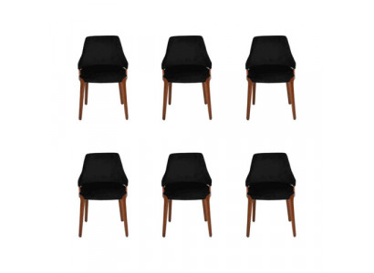 Modern schwaarz 6x Stull Luxus Holz Miwwel Stull Design Ariichtung Neien