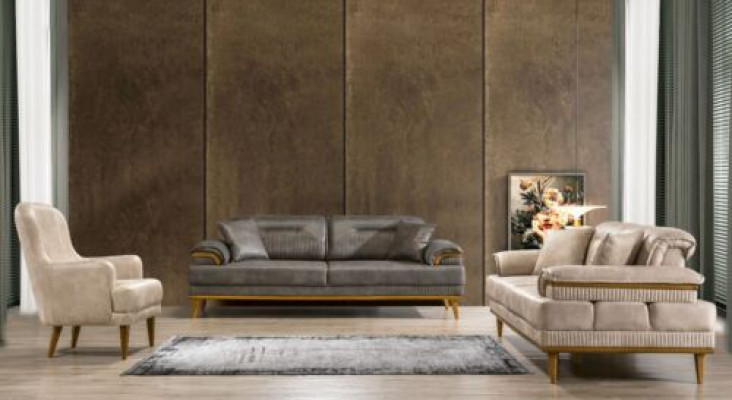 Designer Wunnzëmmer Couch-Set Luxus Sofagarnitur 3+3+1 Sëtzer 3-Teile Set