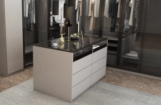 Exklusiven Glasschafschräin Schlofkummer Kleederschaf Designer Komodéiert.